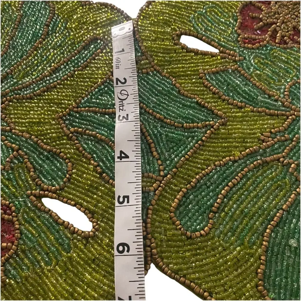 Pier 1 Imports SKU # 2510933 Beaded Palm Leaf Table Runner 100% Cotton 12